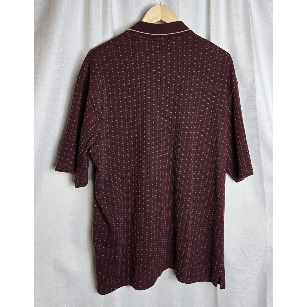 Arrow Burgundy Dashed‎ Pattern Short Sleeve Polo Casual Golf Shirt Mens 2XL - Picture 3 of 5